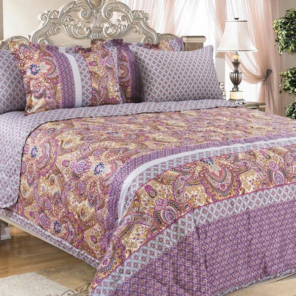 Покрывало стеганое Либретто сиреневый, сатин