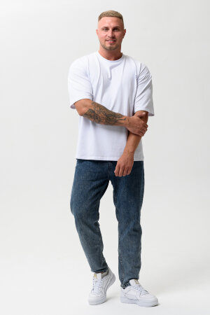 Мужская футболка 14414 оверсайз белый