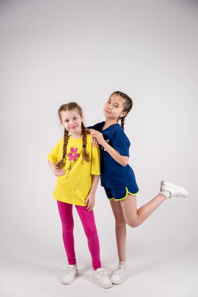 Костюм с лосинами для девочки 41142 желтый/фуксия