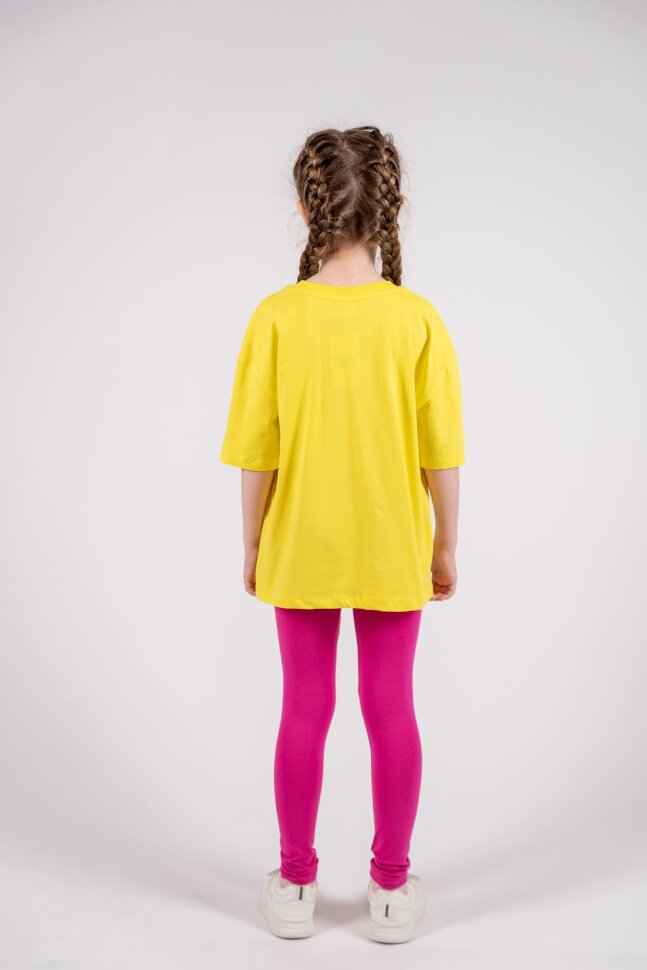 Костюм с лосинами для девочки 41142 желтый/фуксия