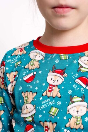 Пижама с брюками для девочки Эльф морская волна