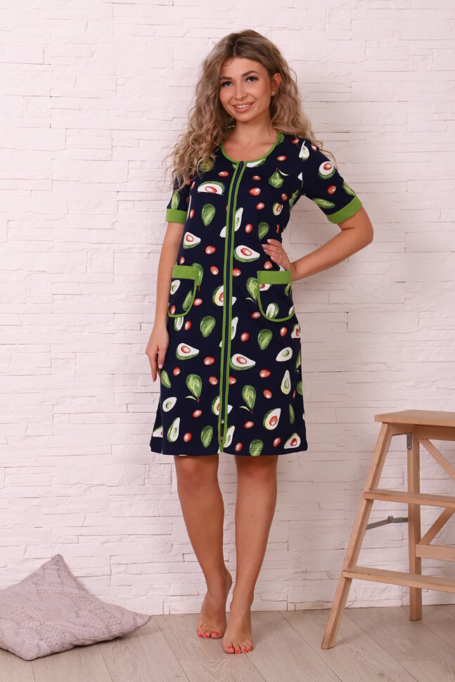 Халат Женский домашний Х124 Авокадо Синий