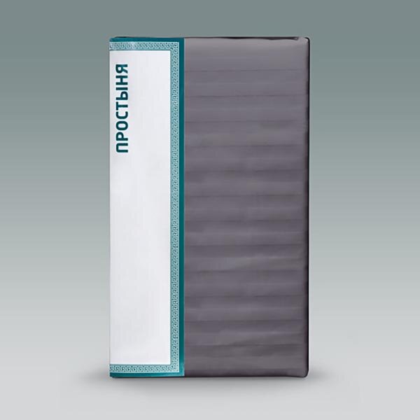 Простыня на резинке Мокрый асфальт, страйп-сатин,