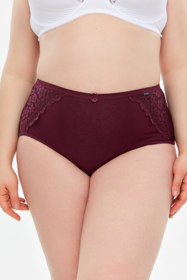 Женские трусы HoneyFormat 3959 большие размеры, высокая талия бордовый