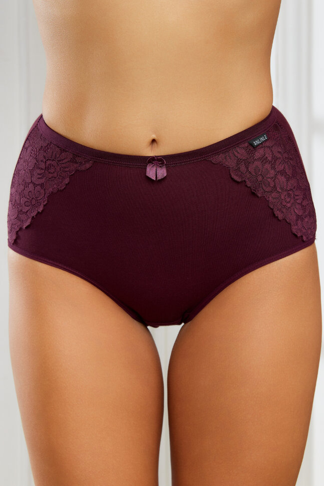 Женские трусы HoneyFormat 3959 большие размеры, высокая талия бордовый