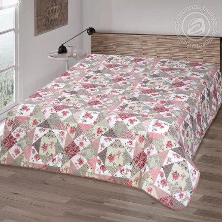 Покрывало стеганое Лоскутная мозаика розовый, бязь