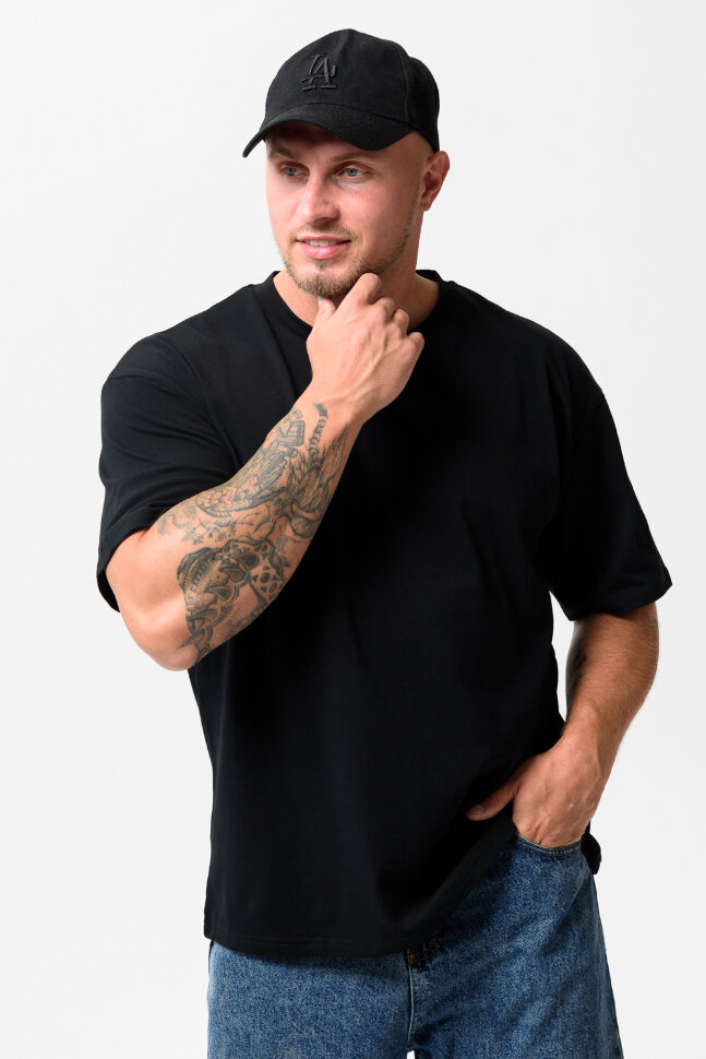 Мужская футболка 14414 оверсайз черный