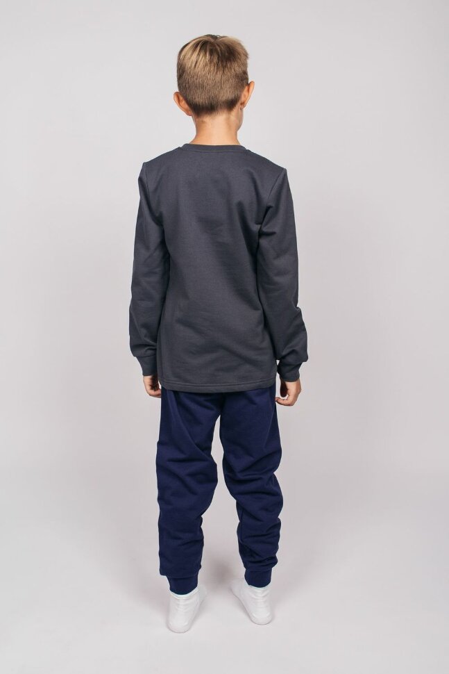 Пижама с брюками для мальчика 92206 темно-серый/т.синий