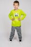 Пижама с брюками для мальчика 92208 салатовый/черная клетка