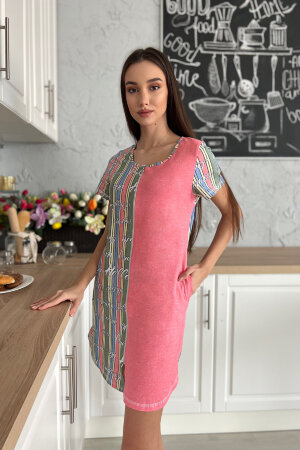 Халат Женский 8130 полоса+коралл