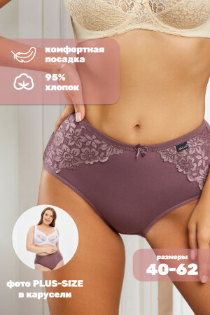 Женские трусы HoneyFormat 3959 большие размеры, высокая талия сливовый