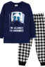 Пижама с брюками для мальчика 92208 темно-синий/черная клетка