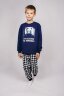 Пижама с брюками для мальчика 92208 темно-синий/черная клетка