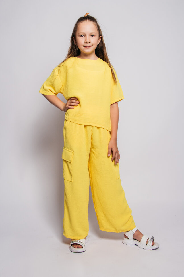 Костюм с брюками для девочки 41102 желтый