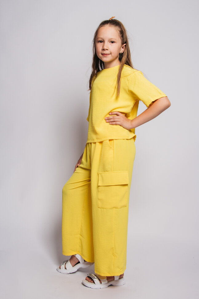 Костюм с брюками для девочки 41102 желтый