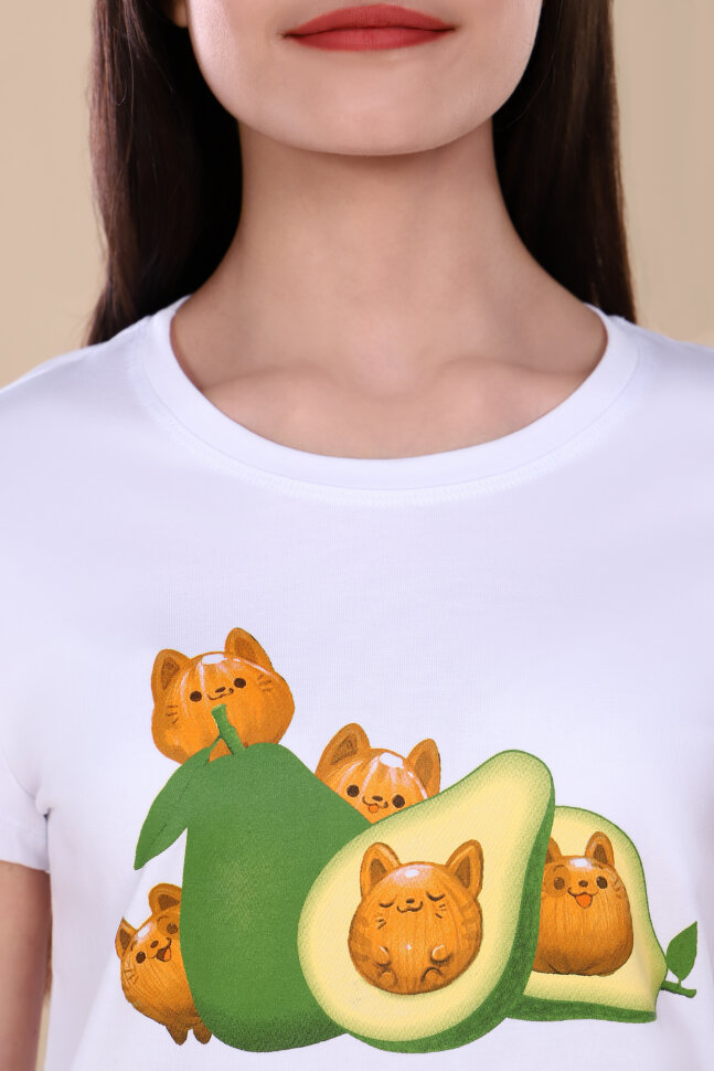 Пижама с шортами для девочки д/д Авокадо арт. ПД-009-015Н белый