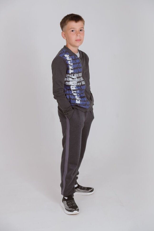 Детский бомбер для мальчика 62201 черный меланж