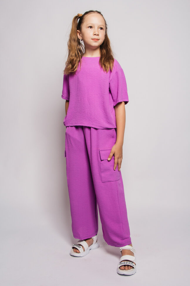 Костюм с брюками для девочки 41102 лиловый