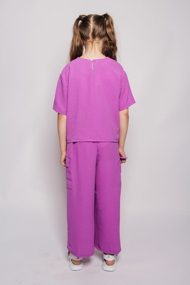 Костюм с брюками для девочки 41102 лиловый