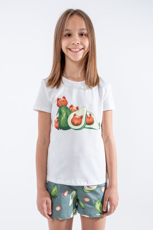 Пижама с шортами для девочки д/д Авокадо арт. ПД-009-015Н крем