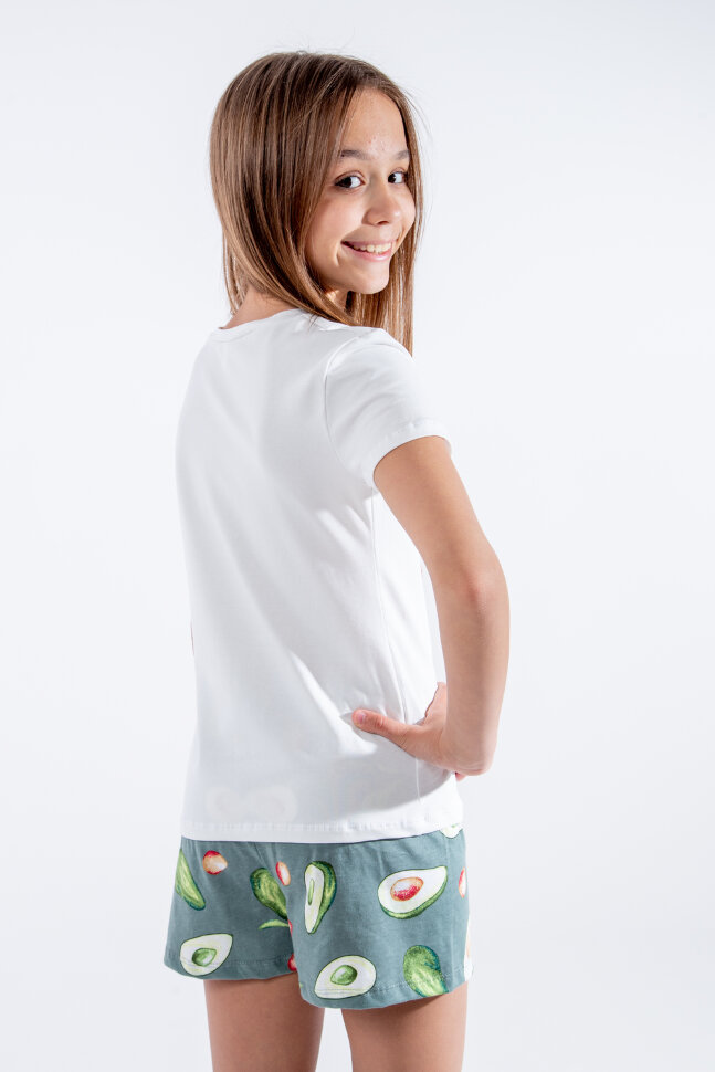 Пижама с шортами для девочки д/д Авокадо арт. ПД-009-015Н крем