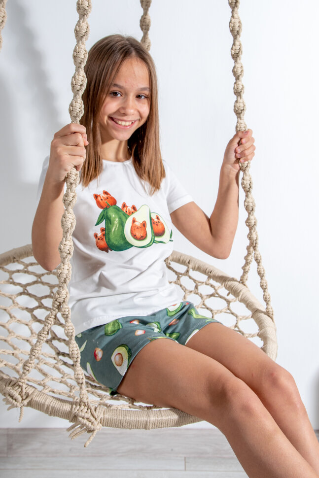 Пижама с шортами для девочки д/д Авокадо арт. ПД-009-015Н крем