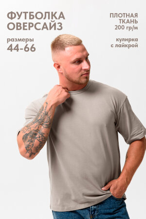 Мужская футболка 14414 оверсайз серо-бежевый