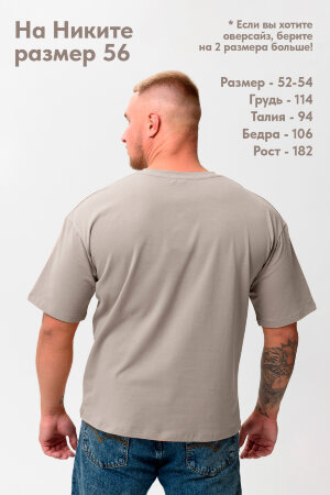 Мужская футболка 14414 оверсайз серо-бежевый