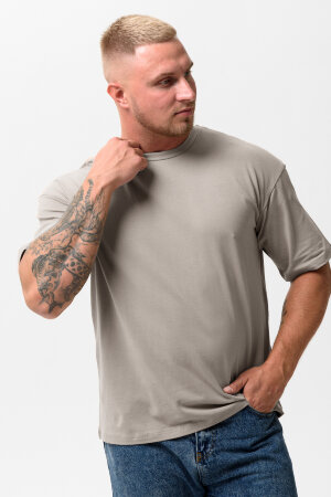 Мужская футболка 14414 оверсайз серо-бежевый