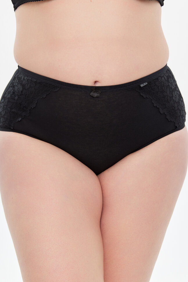 Женские трусы HoneyFormat 3959 большие размеры, высокая талия черный