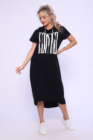 Платье женское с капюшоном - TOKYO - 494 черный