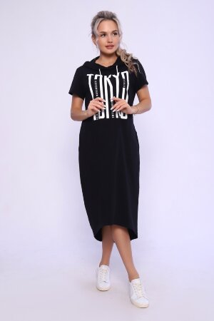 Платье женское с капюшоном - TOKYO - 494 черный