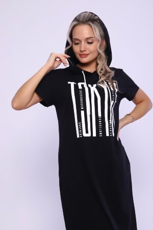 Платье женское с капюшоном - TOKYO - 494 черный