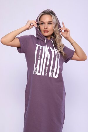 Платье женское с капюшоном - TOKYO - 494 сливовый