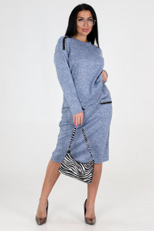 Женский костюм с юбкой 31777 голубой