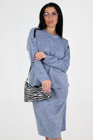 Женский костюм с юбкой 31777 голубой