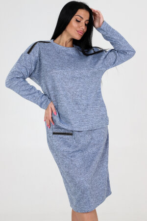 Женский костюм с юбкой 31777 голубой