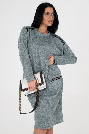 Женский костюм с юбкой 31777 зеленый