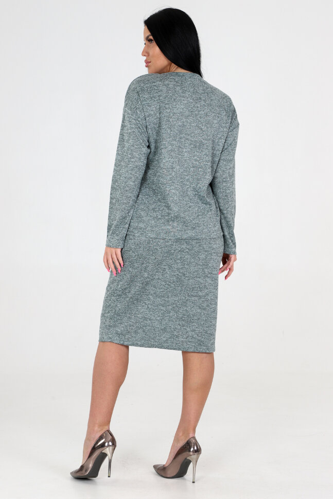 Женский костюм с юбкой 31777 зеленый