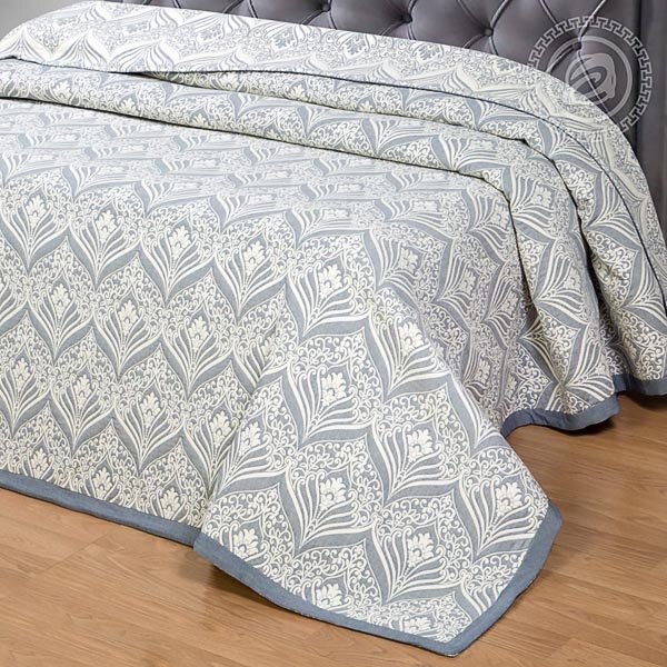 Покрывало Сады Востока сине-серое, жаккард