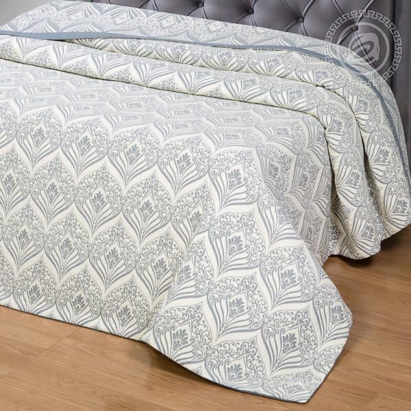 Покрывало Сады Востока сине-серое, жаккард