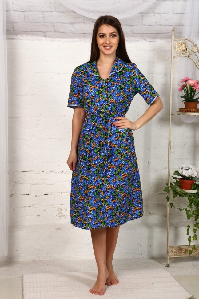 Халат из бязи на пуговицах короткий рукав