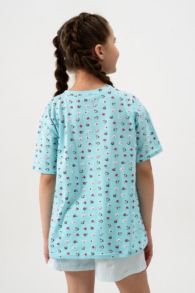 Пижама с шортами для девочки Потеха Бирюзовый лебеди