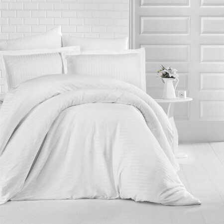 Белый постельное белье страйп-сатин