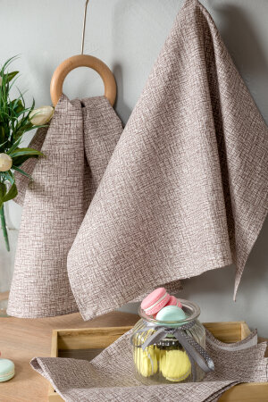 Полотенце кухонное Льняное полотно капучино