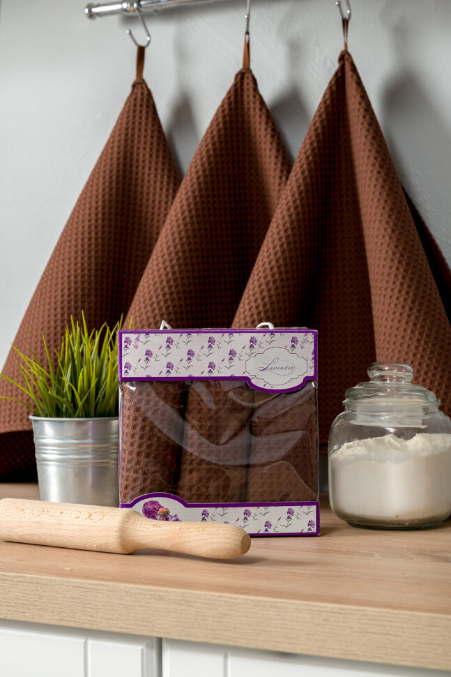 Полотенце кухонное Элегант в подарочной упаковке шоколад