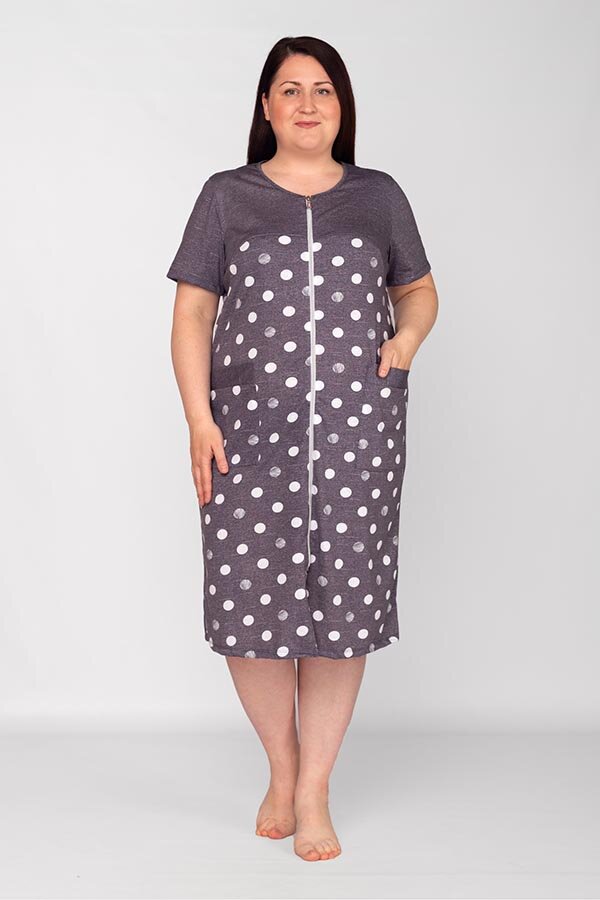 Халат женский Услада горох серый К-366