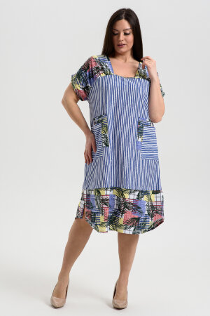 Платье женское 9253 пальмы индиго