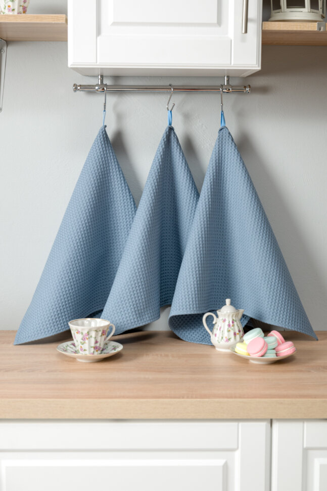 Полотенце кухонное Элегант в подарочной упаковке серо-голубой