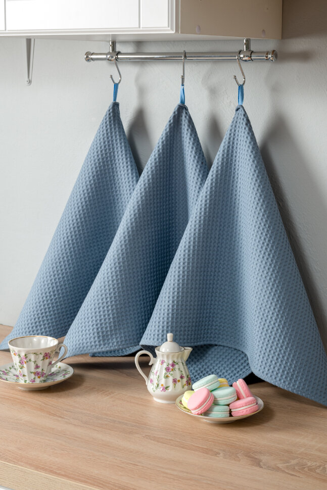 Полотенце кухонное Элегант в подарочной упаковке серо-голубой